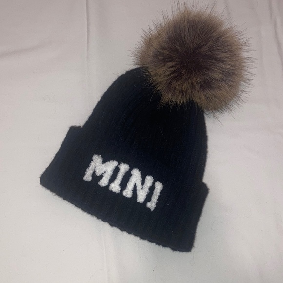 Other - Mini Black Knit Pom-Pom Beanie